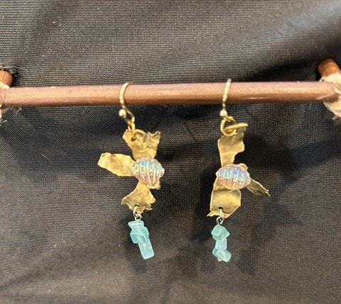 Polished brass bullet casing drop earrings